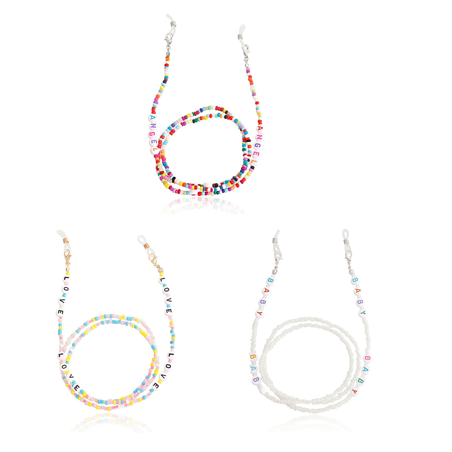 Bohemian Letter LOVE Colorful Glass Beads Eyeglass Chain and Mask Holder