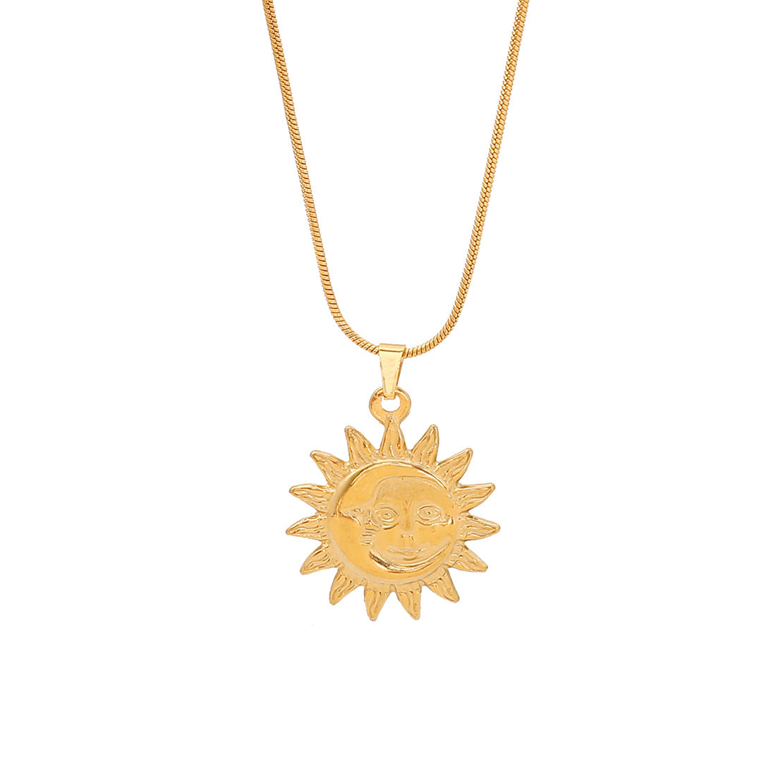 Fashionable Heart-Shaped Sun and Butterfly Floral Stainless Steel Pendant Necklace for Women