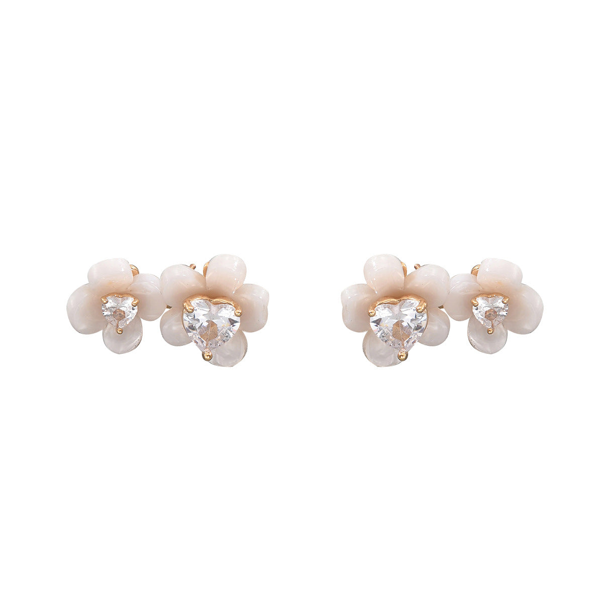 Pendientes Minimalistas Florales Geométricos con Incrustaciones de Zirconia en Acero Inoxidable para Mujer