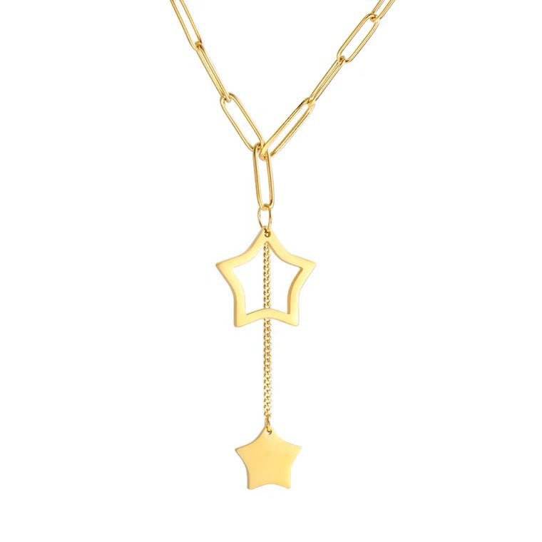 Minimalist Star-Shaped Stainless Steel Plated Snake Chain Necklace for Women