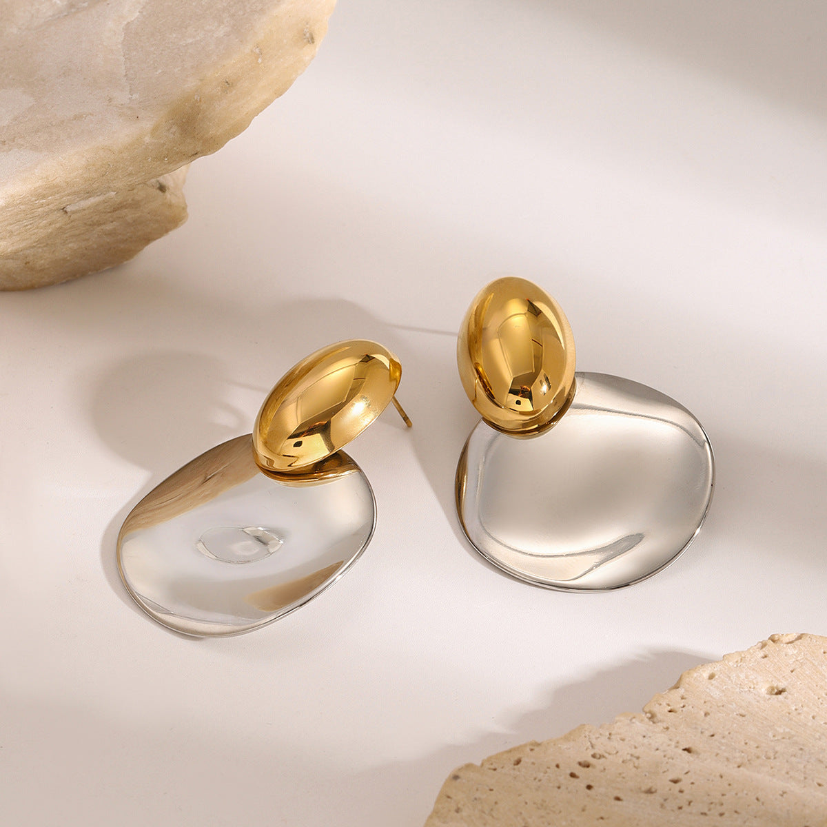Pendientes llamativos de acero inoxidable geométricos para mujer con estilo moderno minimalista