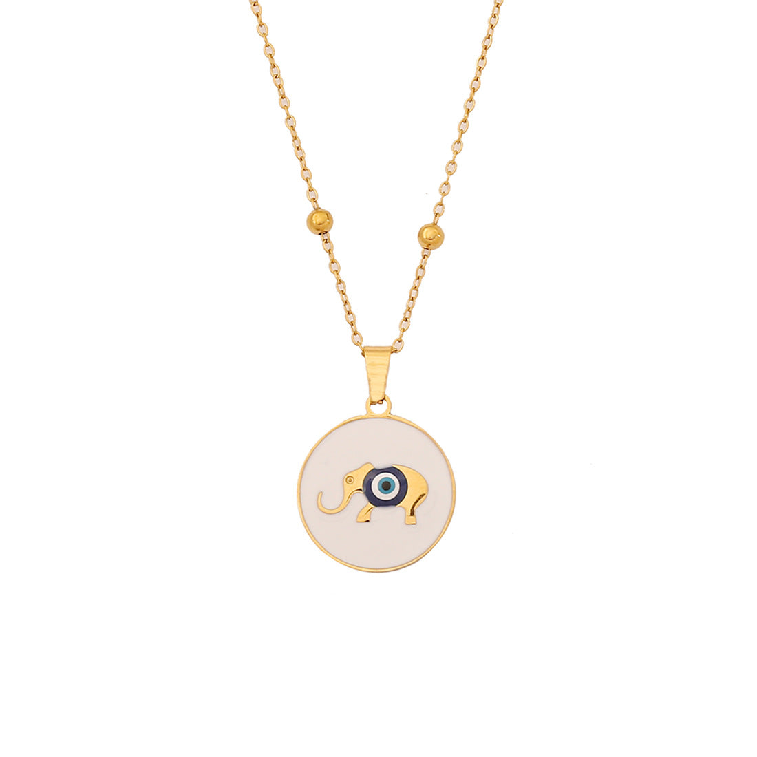 Collana Personalizzata in Acciaio Inossidabile con Smalto Geometrico a Occhio