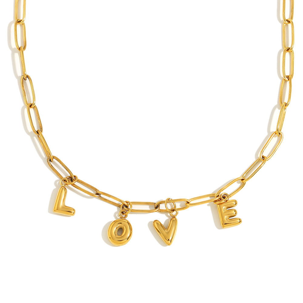 Collana pendente con lettera alla moda in stile OL in acciaio inossidabile placcato oro 18 carati da donna