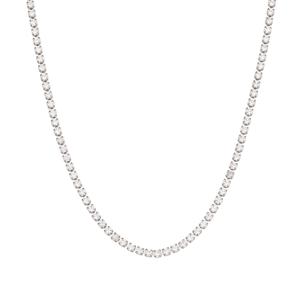 Minimalist Geometric Stainless Steel Plated Bracelet with Zirconia for Women