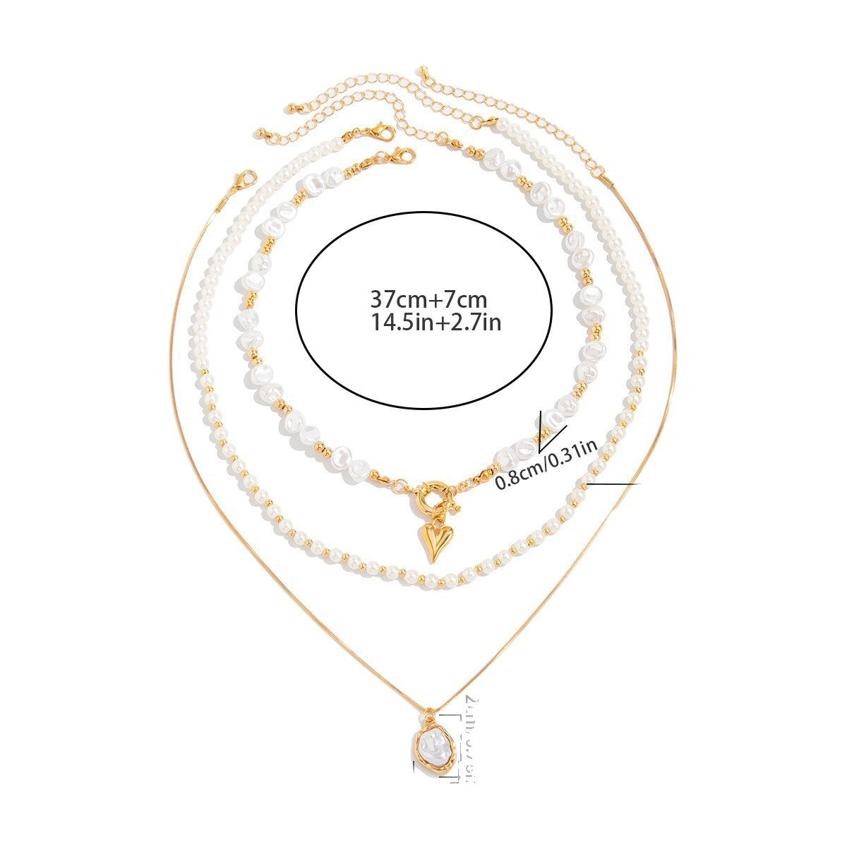 Vintage Elegant Floral Geometric Round Faux Pearl Plated Alloy Necklace Set for Women