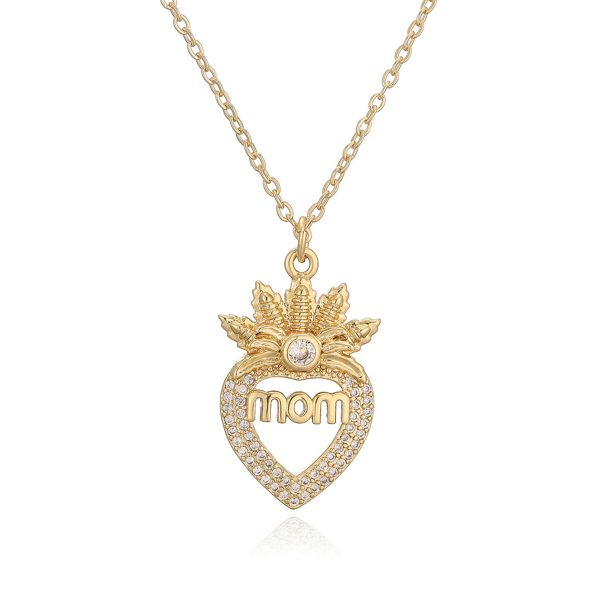 Collana con pendente a cuore minimalista in rame placcato oro vero e zirconi per donna