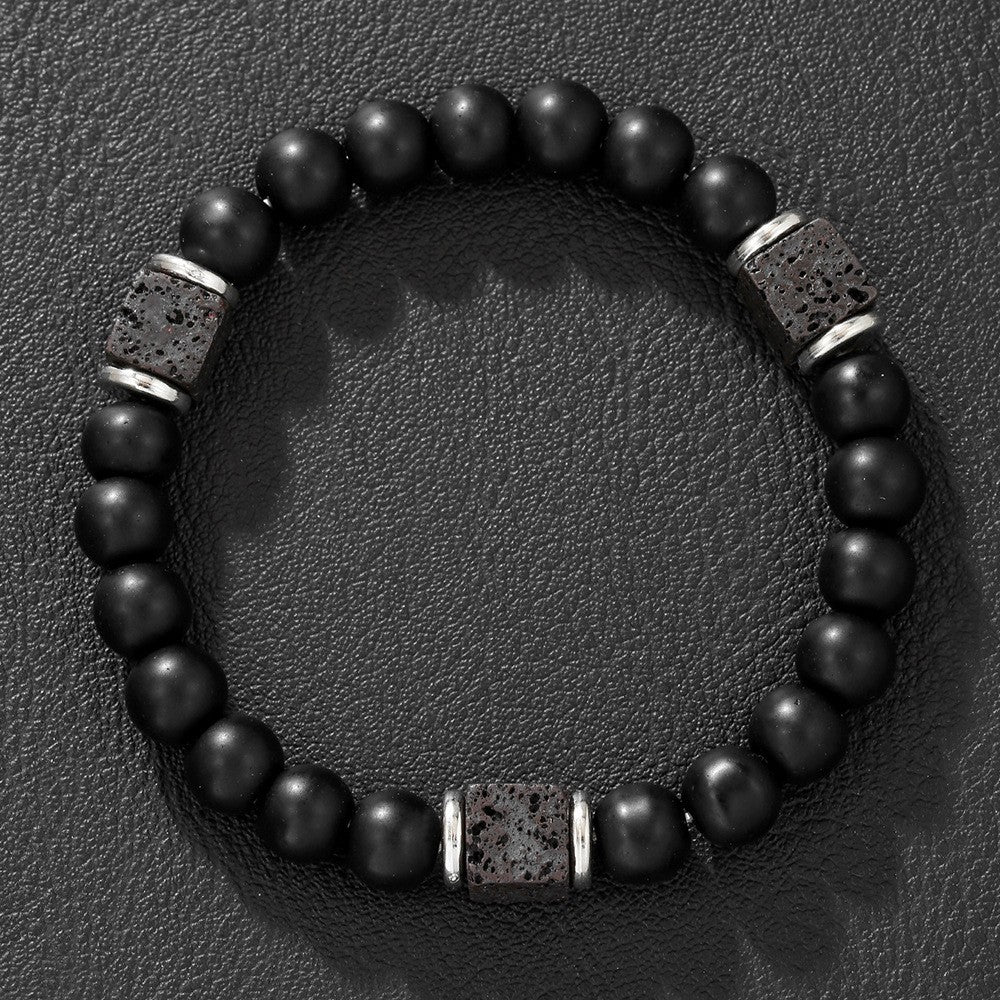 Natural Gemstone Geometric Round Beaded Bracelet Unisex