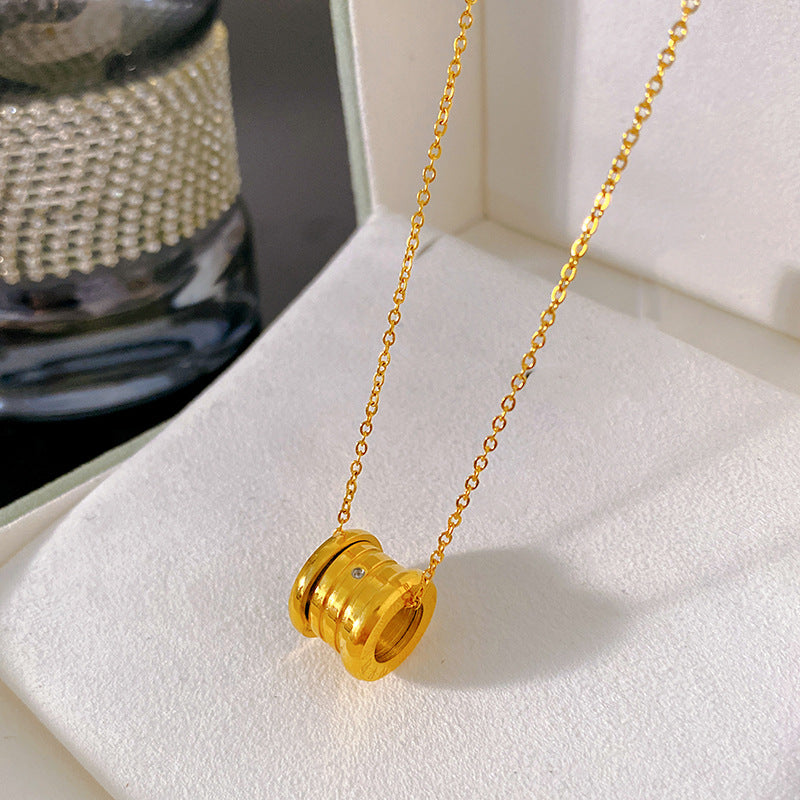 Casual Geometric Round Titanium Steel Plated Pendant Necklace for Unisex