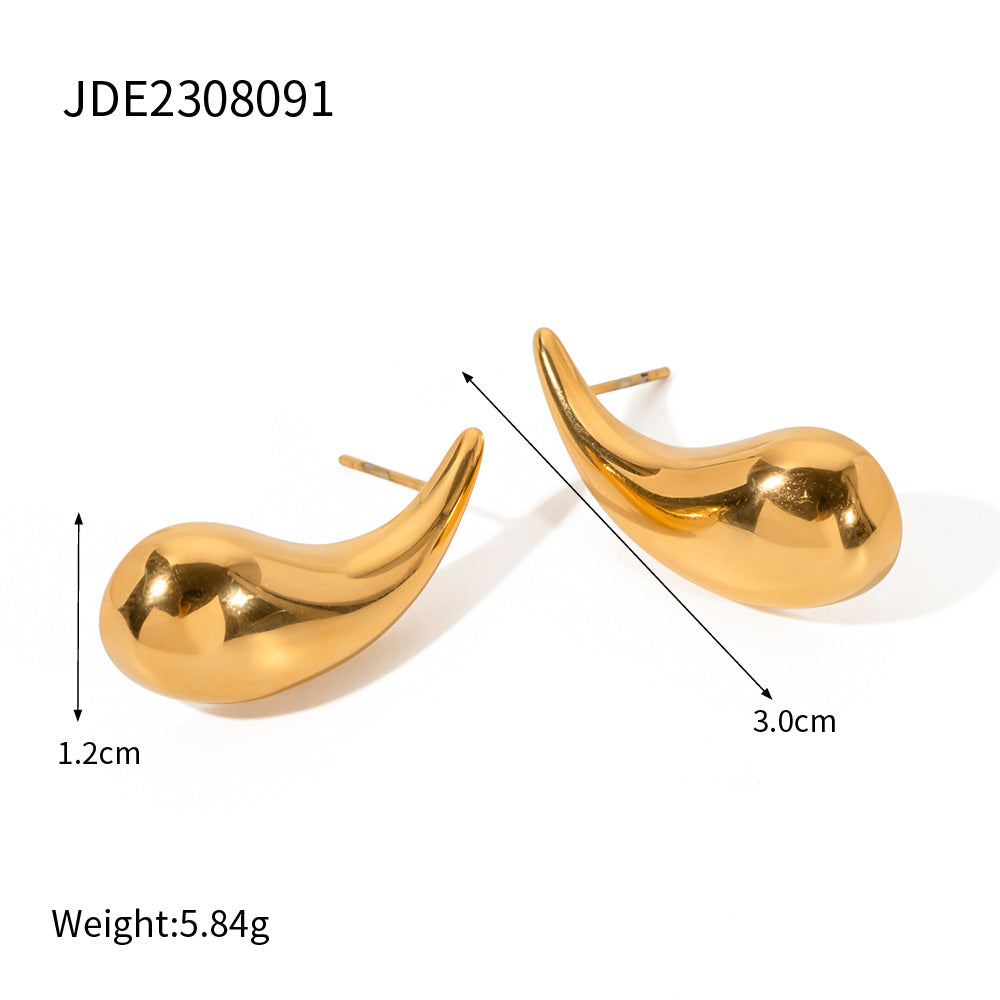 Minimalist Geometric Stainless Steel Earrings with 18K Gold Plating for Women