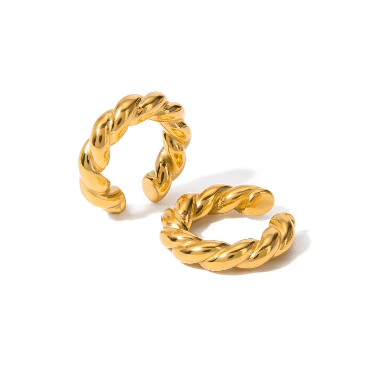 18K Gold Plated Round Rope Chain Stainless Steel Ear Cuff