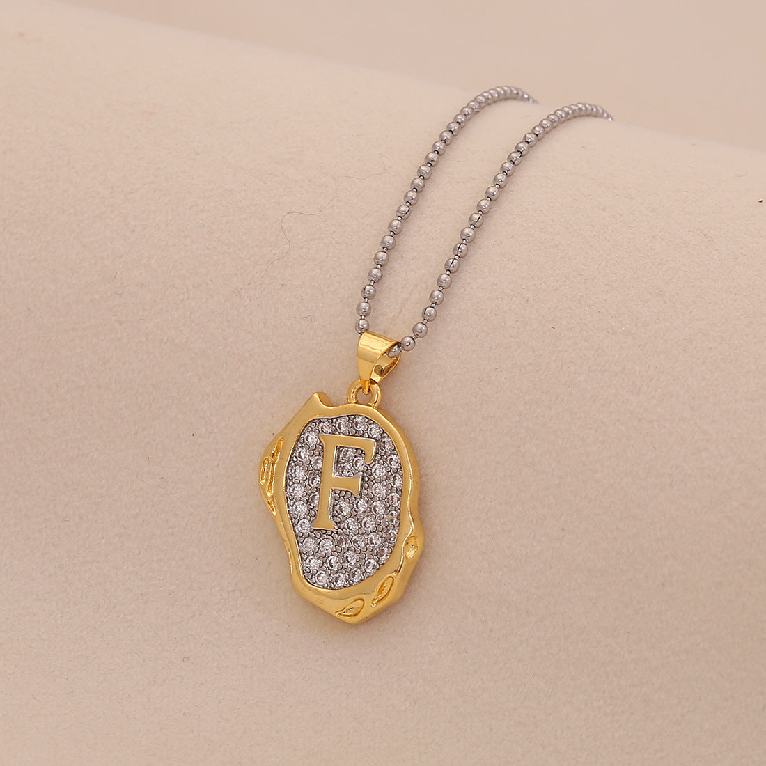 Retro Letter Pendant Necklace for Women in Brass with Minimalist Elegant Locket Style