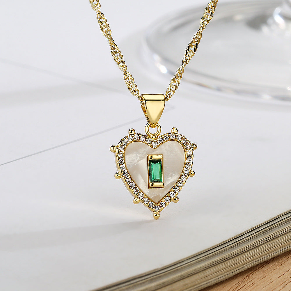 Collana Pendente a Cuore Minimalista in Rame con Zirconi e Perle per Donna