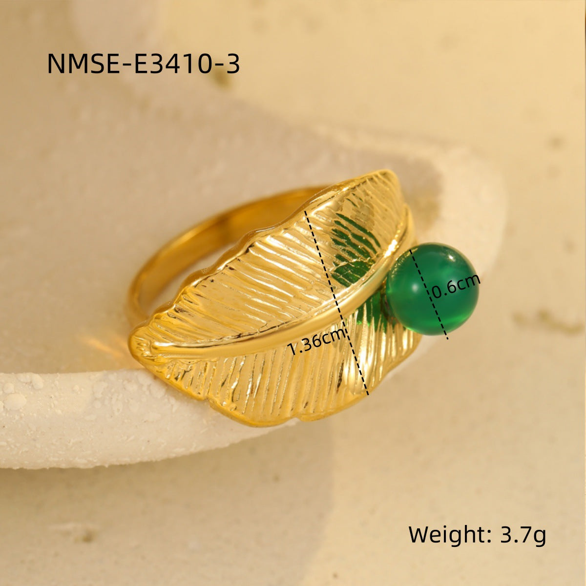 Anillo minimalista de plumas de pavo real con diseño geométrico en acero inoxidable con acabado chapado para mujer