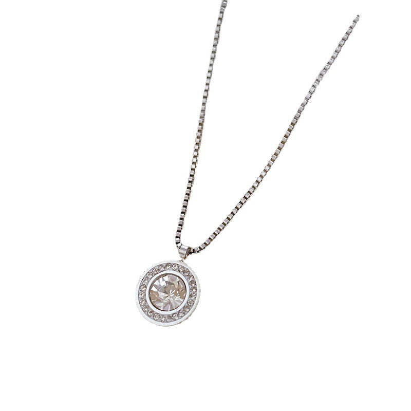 Collar Minimalista de Acero de Titanio Geométrico con Chapado en Oro para Mujer, Colgante de Cadena tipo Guardapelo, Joyería