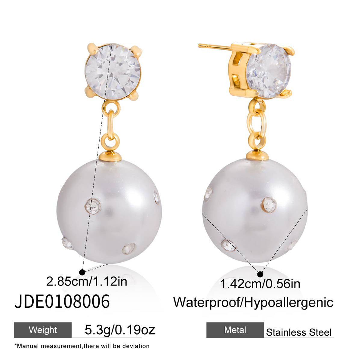Pendientes de botón geométricos minimalistas de acero inoxidable con incrustaciones de diamantes de imitación para mujer