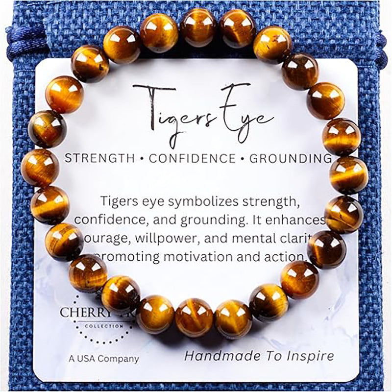 Minimalist Round Natural Stone Beaded Bracelet Elastic Cord Unisex Jewelry Gift