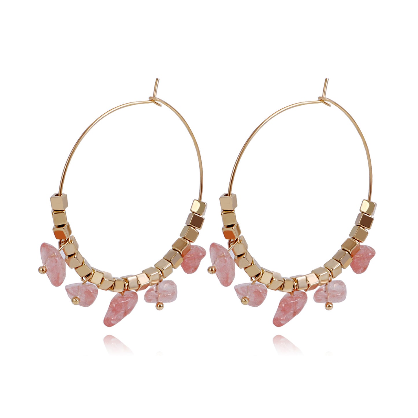 Pendientes de aro bohemios geométricos de turquesa para mujer con acabado de aleación chapada y motivo lunar inspirado en la naturaleza