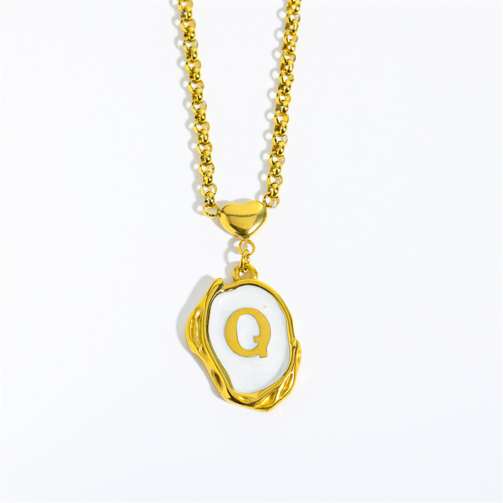 Collana Minimalista in Acciaio Inossidabile a Forma di Lettera con Placcatura in Oro 18K e Catena a O per Uomo e Donna