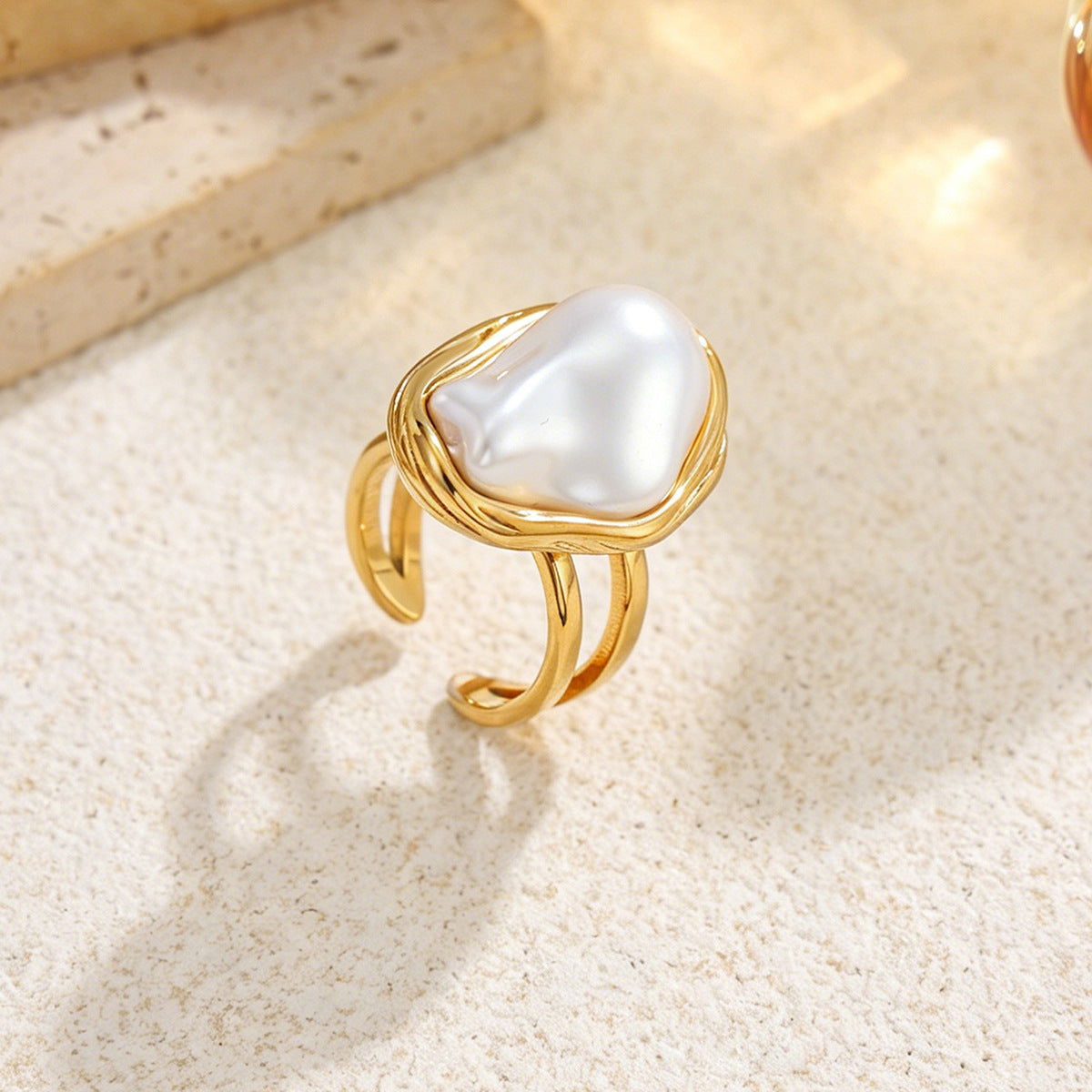 Luxury Plated Stainless Steel Heart Star Rhinestone Ring for Women