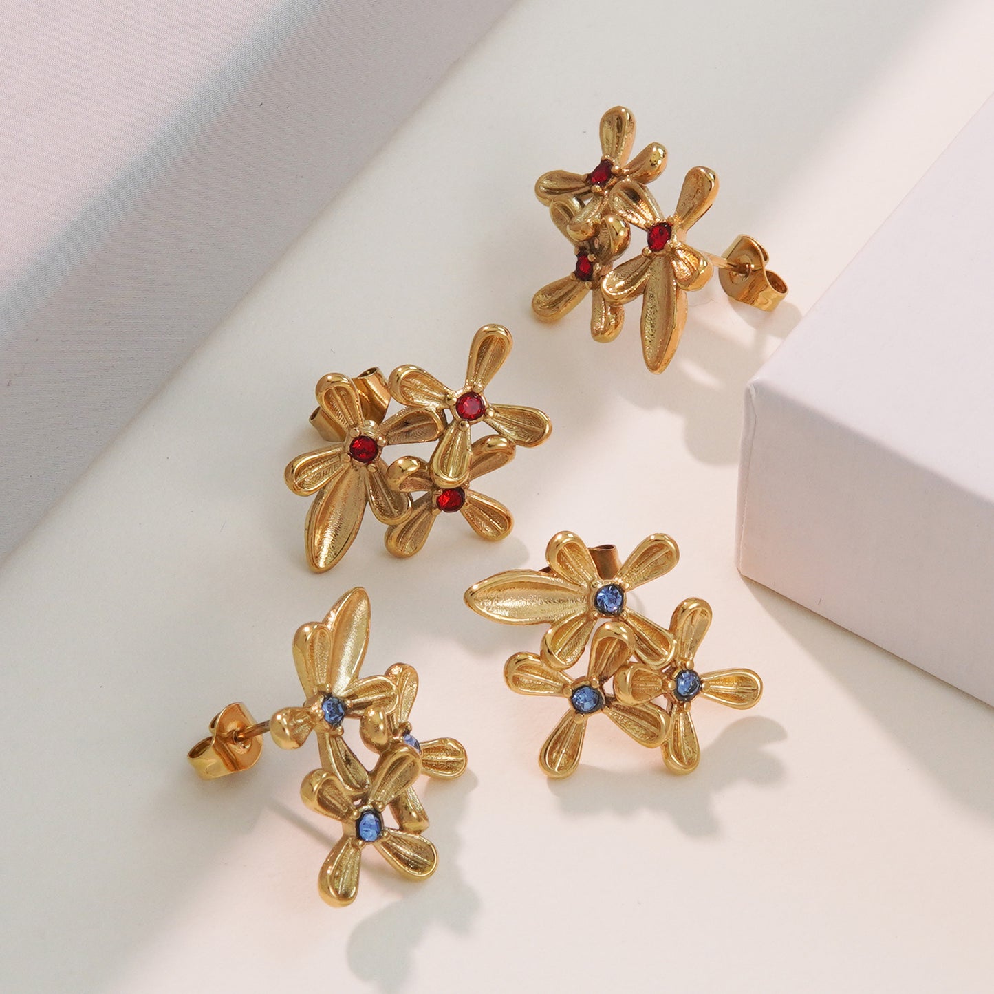 Elegant Sweet Floral Plated Stainless Steel Earrings for Women