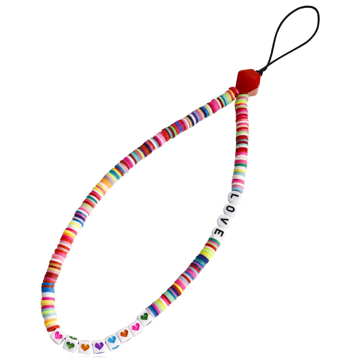 Minimalist Heart Floral Acrylic Plated Charm Bar Phone Strap