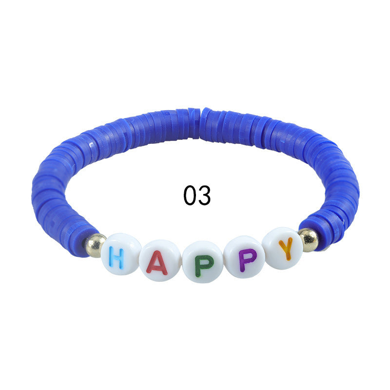 Sweet Letter Resin Beaded Stretch Bracelet Unisex