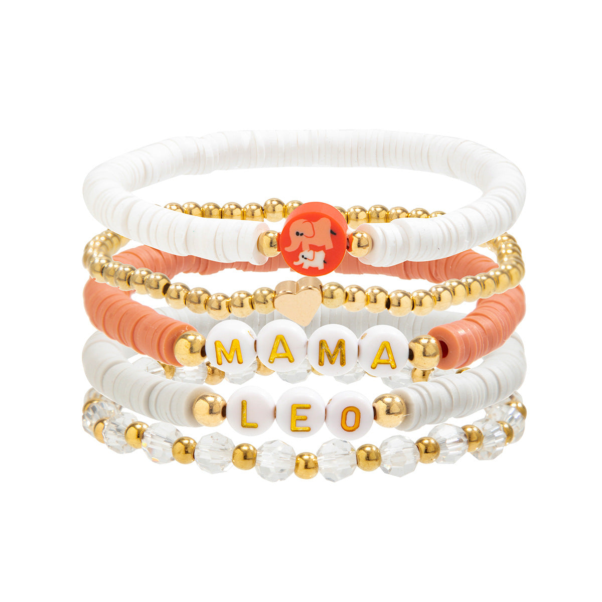Set di braccialetti dell'amicizia con ciondoli a cuore e lettera minimalistici, regolabili in lega, idea regalo per la festa della mamma