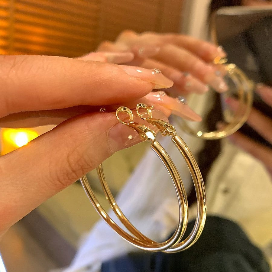 Orecchini a Cerchio Geometrici in Ferro Placcato Argento da Donna, Stile Minimalista Casual per Ufficio, Gioielli Eleganti di Ispirazione Vintage per Tutti i Giorni
