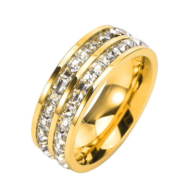 Anello "Cielo Stellato" Geometrico con Strass in Acciaio al Titanio per Uomo e Donna