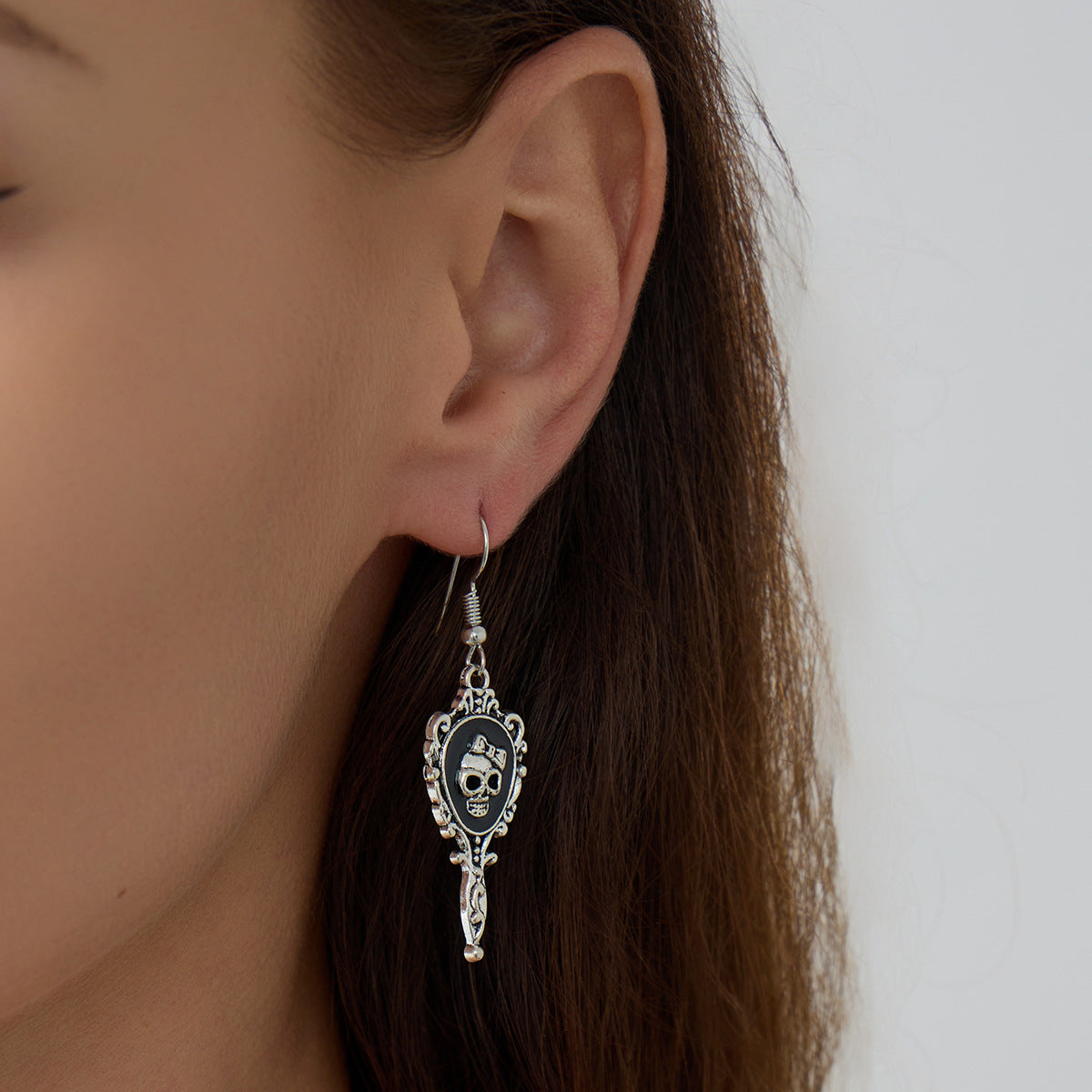 Gothic Alloy Plated Geometric Animal Skull Cross Spider Earrings for Women