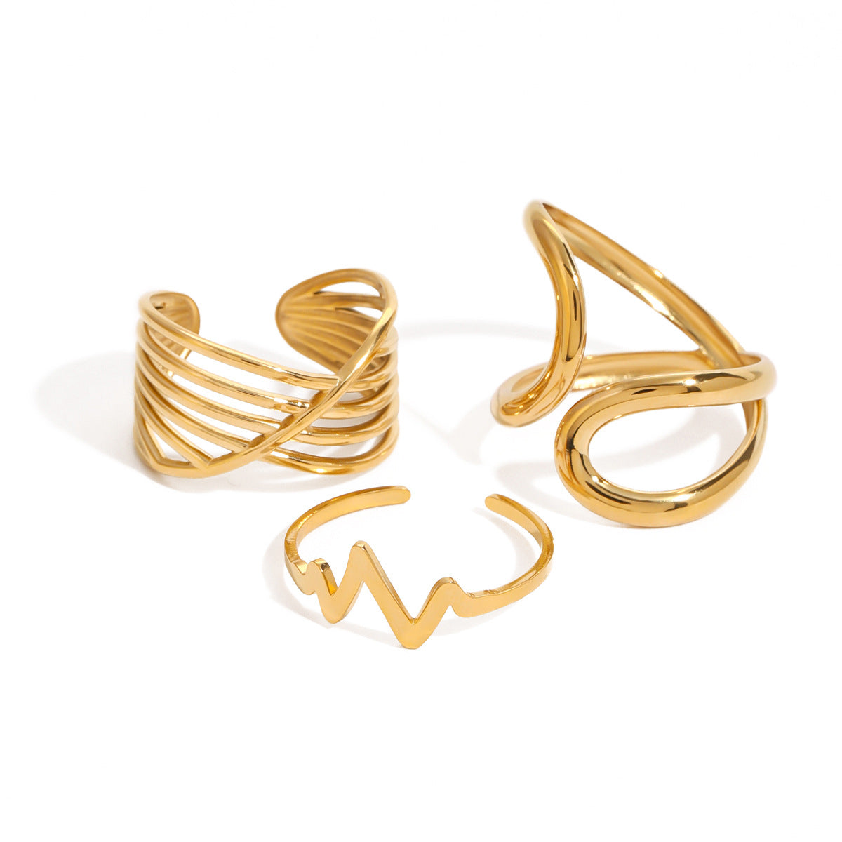 Geometric Plated Stainless Steel Ring for Women