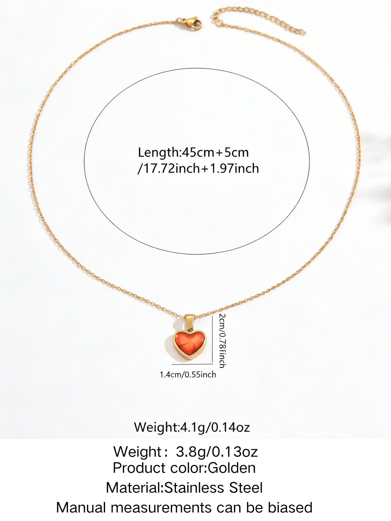 Luxury 18K Gold Plated Heart Stainless Steel Necklace for Women