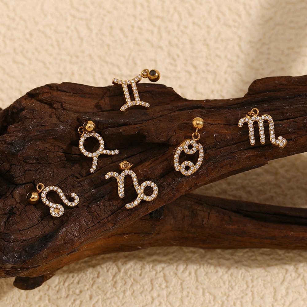 Collana da Donna Minimalista con Pendente Zodiacale in Acciaio Inossidabile con Placcatura in Oro 18 carati, Stile Acciaio al Titanio
