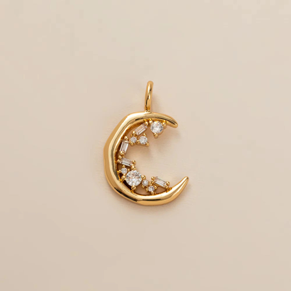 Fashion Plated Stainless Steel Sun Moon Star Heart Geometric Charm Bar Pendant Necklace