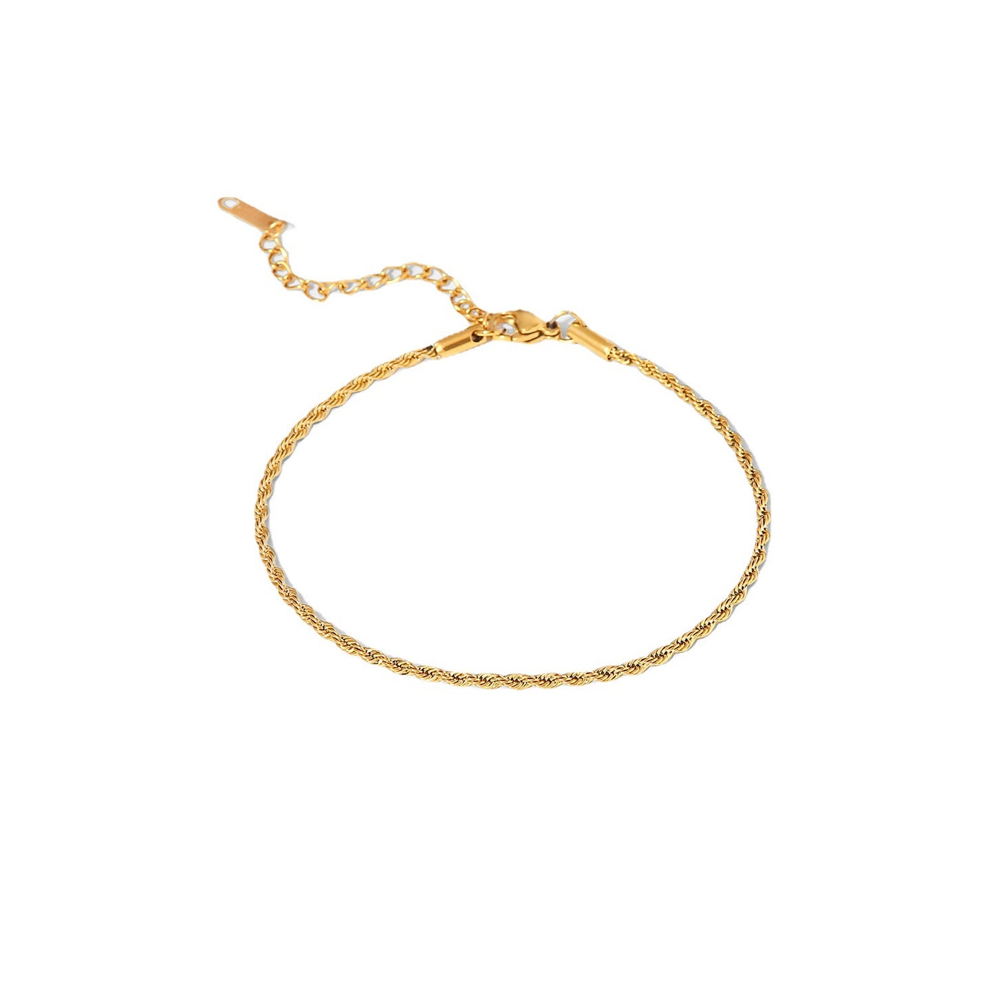 Minimalist Geometric Titanium Steel Anklet with Gold-Tone Twisted Chain for Women