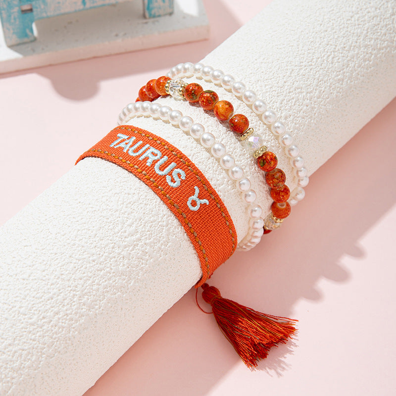 Bohemian Children's Woven Bracelet with Star Charm and White Crystal Accent for Girls Aged 6 to 10 Years