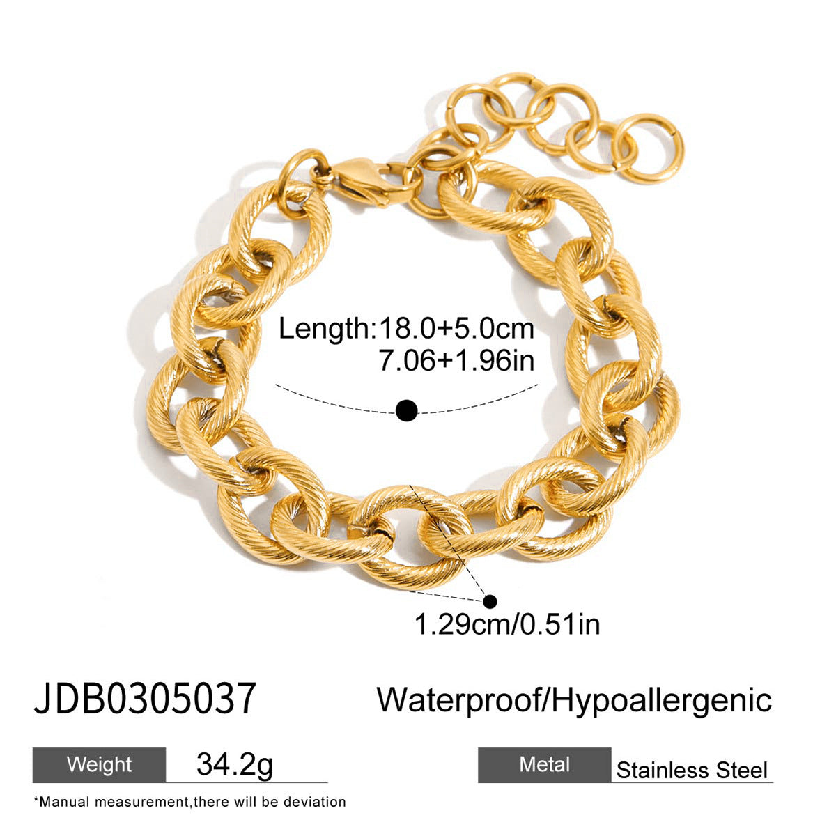 Anello geometrico di lusso placcato oro 18 carati bracciale in acciaio inossidabile da donna gioielli di moda per il pendolarismo