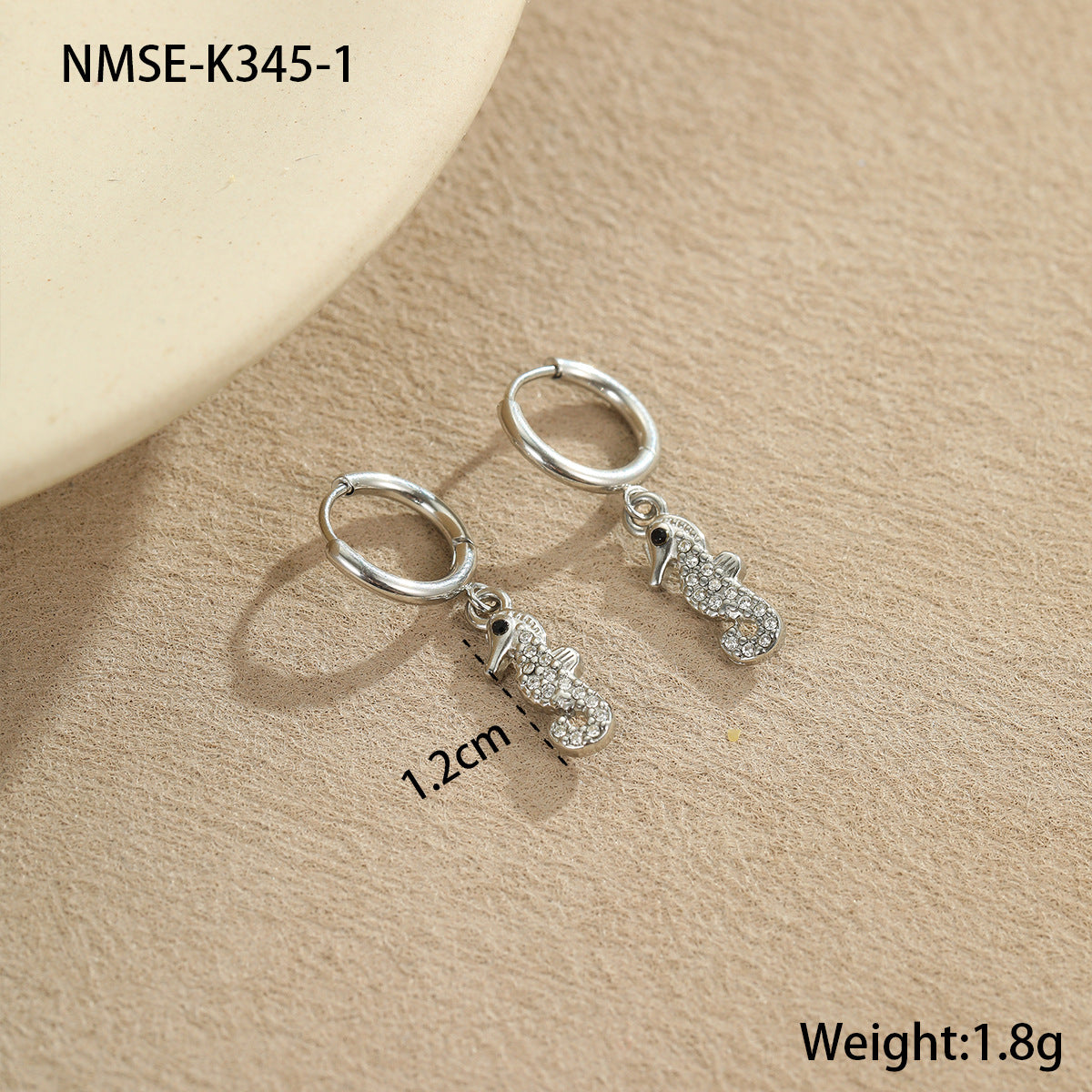 Pendientes de Acero Inoxidable con Forma de Estrella de Mar y Concha con Incrustaciones de Diamantes de Imitación para Mujer