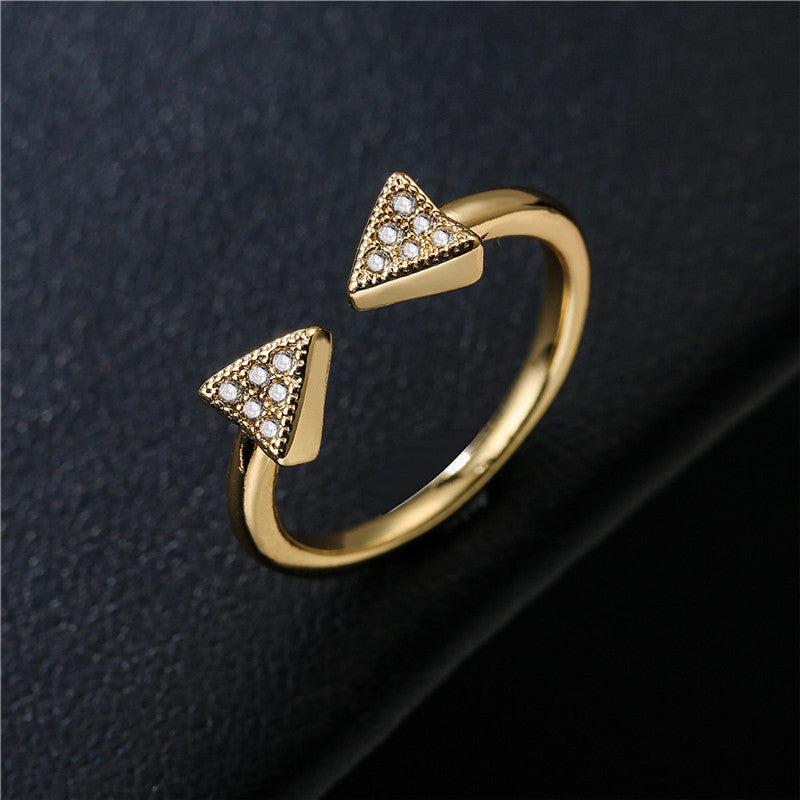 Minimalist 18K Gold Plated Geometric Brass Ring for Women Adjustable