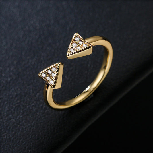 Minimalist 18K Gold Plated Geometric Brass Ring for Women Adjustable