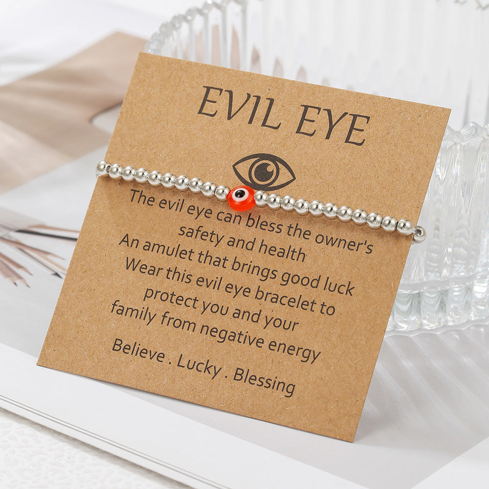 Handmade Round Acrylic Evil Eye Beaded Bracelet Unisex Friendship Jewelry