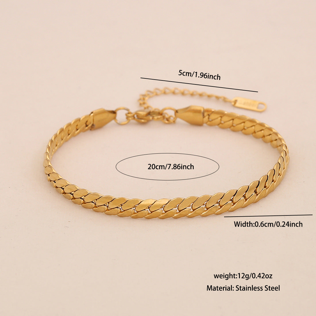 INS Style Stainless Steel Cuban Bracelet for Women with Plated Finish