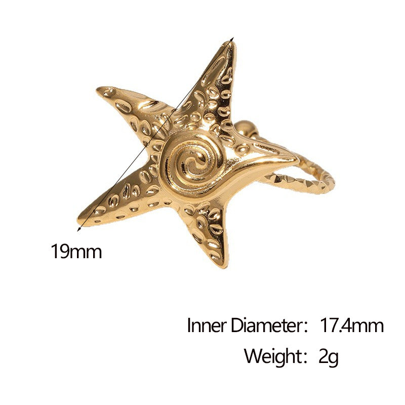 Fashion Minimalist Irregular Star Shaped 18K Gold Plated Stainless Steel Open Ring for Women