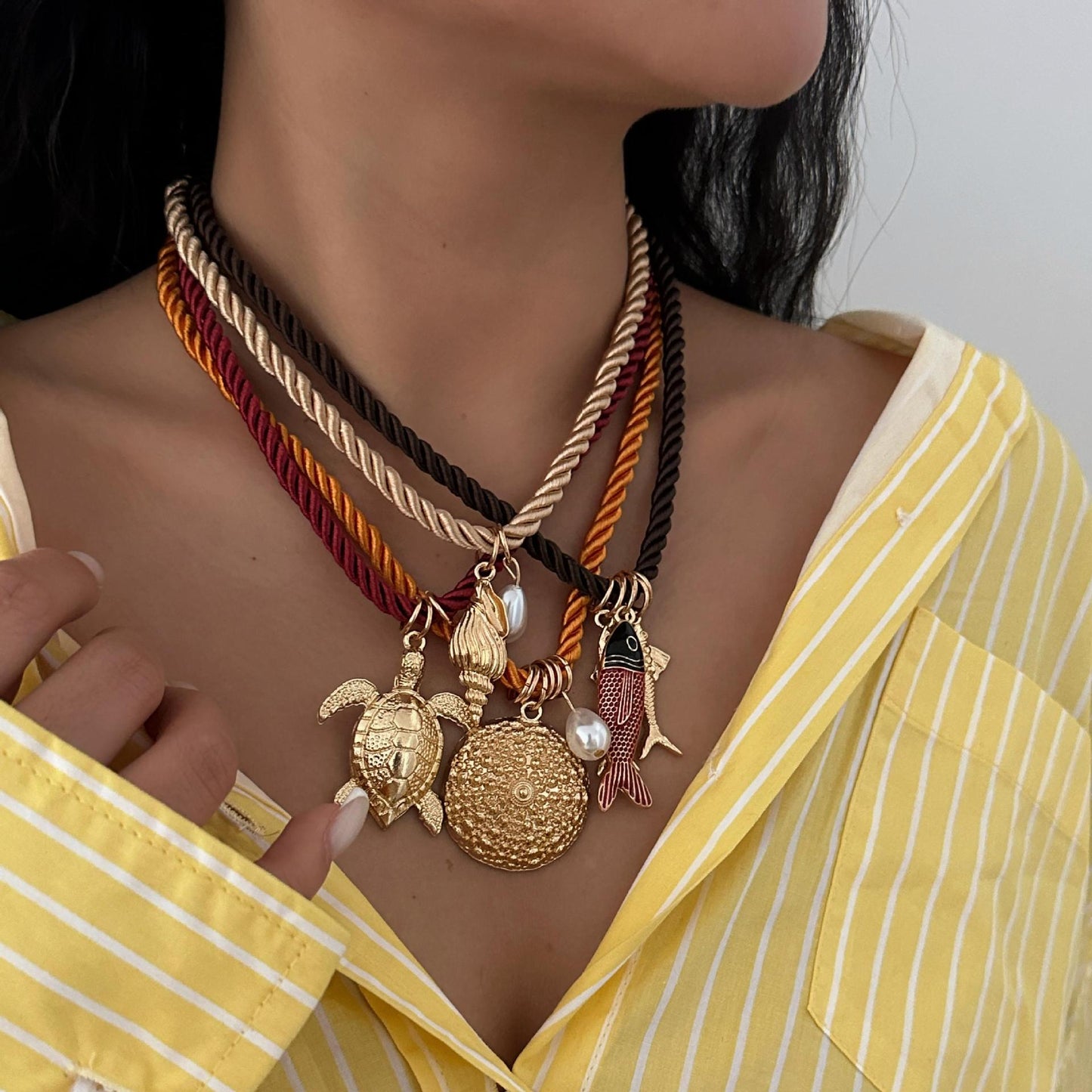Casual Geometric Fish Turtle Shell Alloy Plated Pendant Necklace for Women