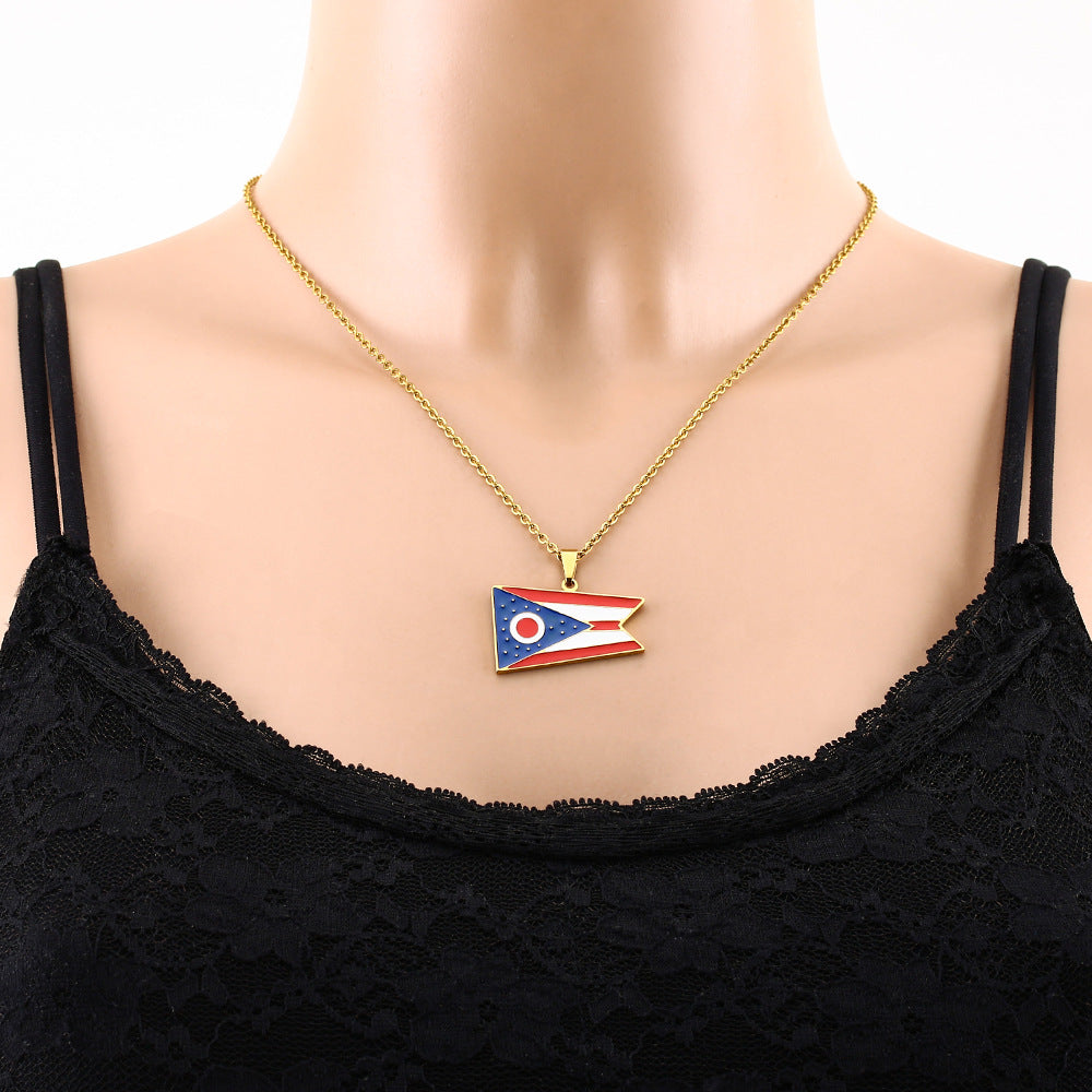Collana vintage bohémien geometrica in acciaio inossidabile con finitura smaltata unisex, catena maglione regolabile