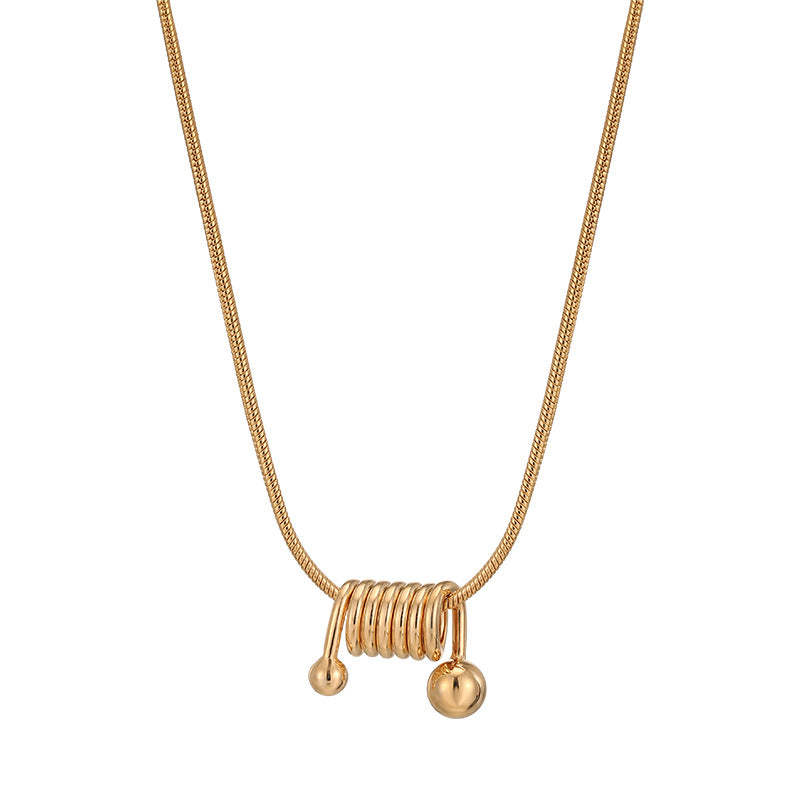 Minimalist Golden Titanium Steel Spiral Snake Chain Necklace for Women with Geometric Design and Clean Aesthetic