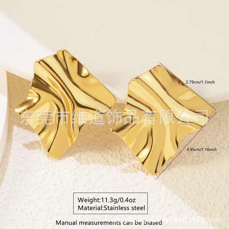 Beach Style Stainless Steel Geometric Starfish Shell Stud Earrings for Women