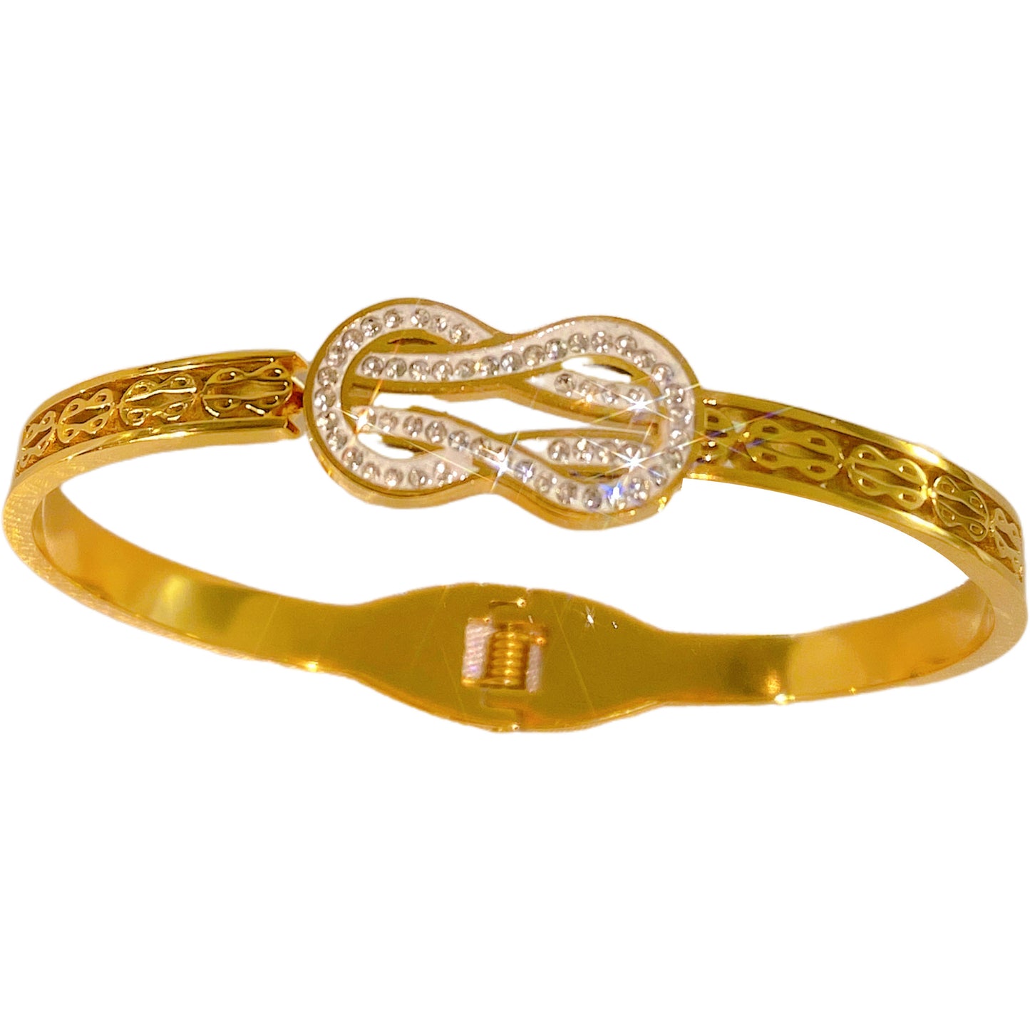 Luxury Elegant Micro-Paved Diamond Infinity Symbol Titanium Steel Bracelet for Women