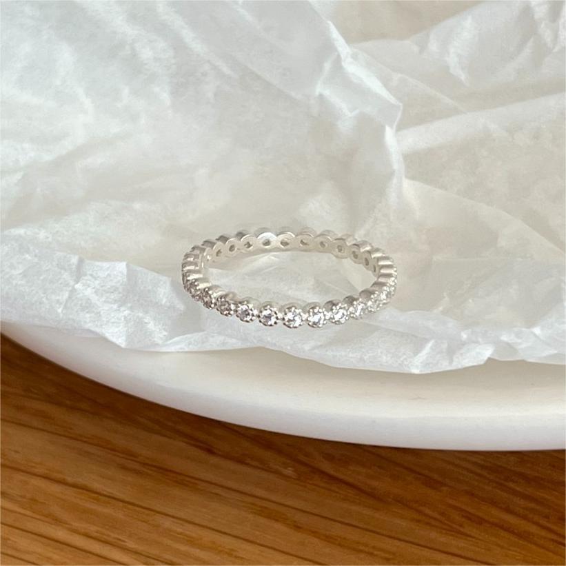 Anello da donna placcato geometrico in argento sterling 925 con zirconi cubici