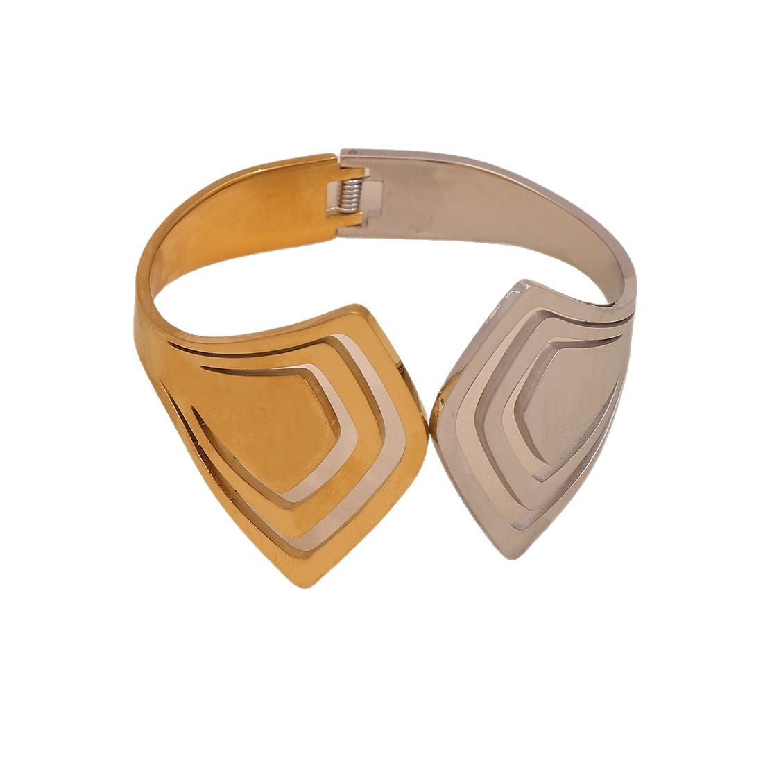 Geometric Hollow Stainless Steel Bracelet with Gold Plating for Women and Men